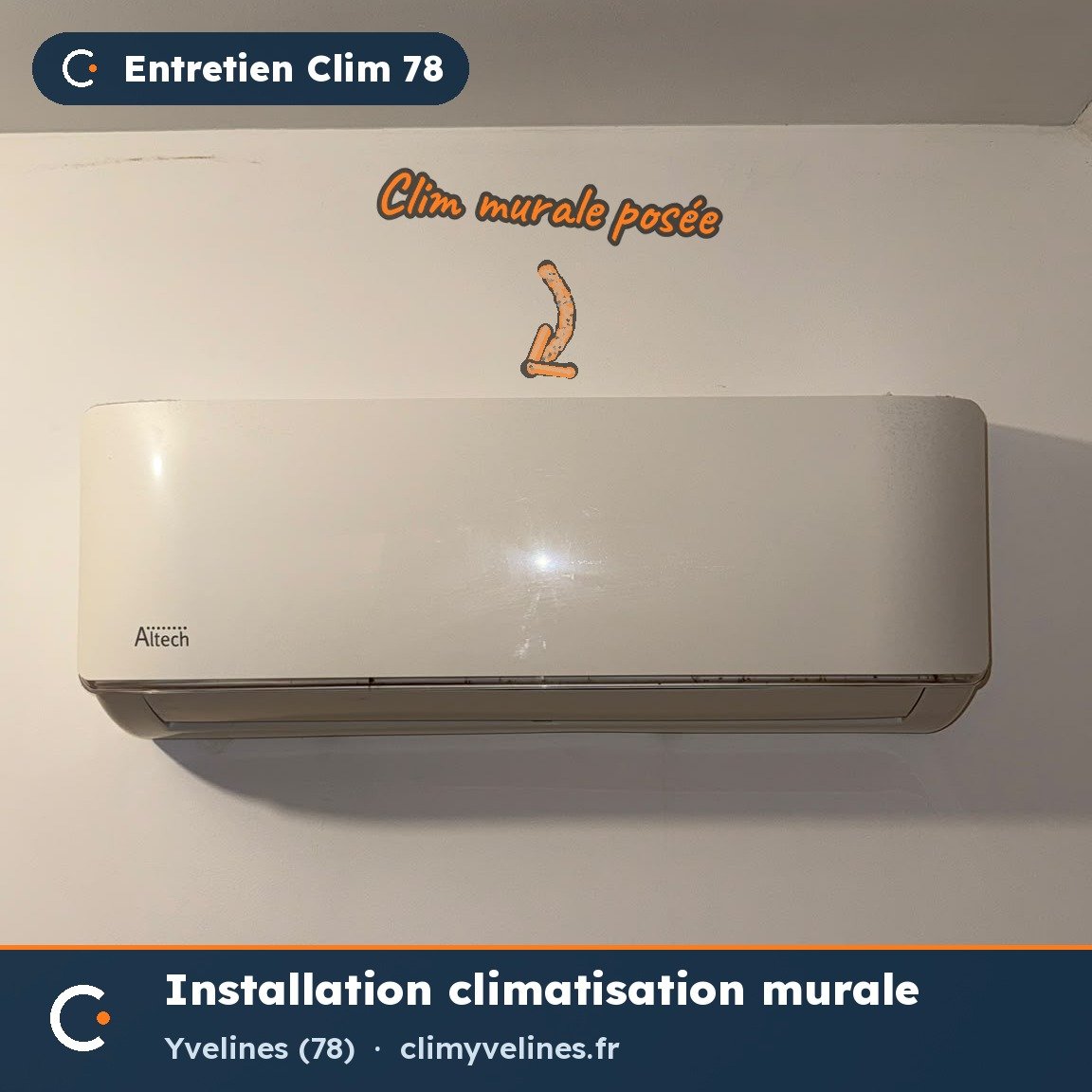 Climatisation murale Altech installée dans les Yvelines